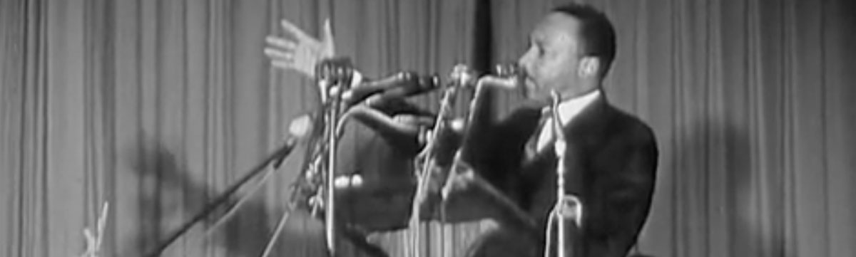 Martin Luther King addressing audience at County Hall in Charleston on July 30, 1967